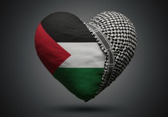Heart of Palestine &ndash; Flag and Keffiyeh Symbol of Love and Identity