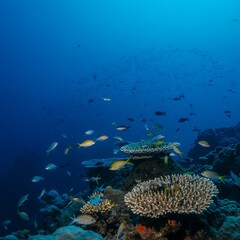 Fototapeta premium Vibrant Coral Reef Ecosystem A Deep Dive into Marine Life