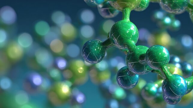 vibrant green molecular structure