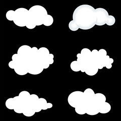 Creative white cloud vector set perfect for technology, internet, and software.