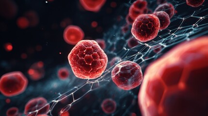 red cells network microscopic view