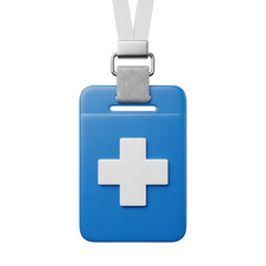  Medical identification badge with white cross symbol
