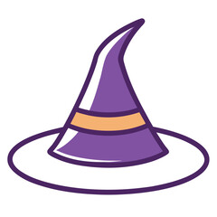 a-witch-hat-in-thin-line-art-style--white-backgrou.eps
