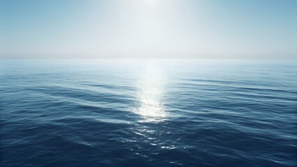 Fototapeta premium Calm Ocean Horizon with Sun Reflection
