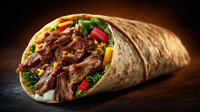 a closeup of a delicious shawarma cut out