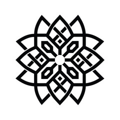 Fototapeta premium Geometric symmetrical black and white pattern abstract design floral shape element