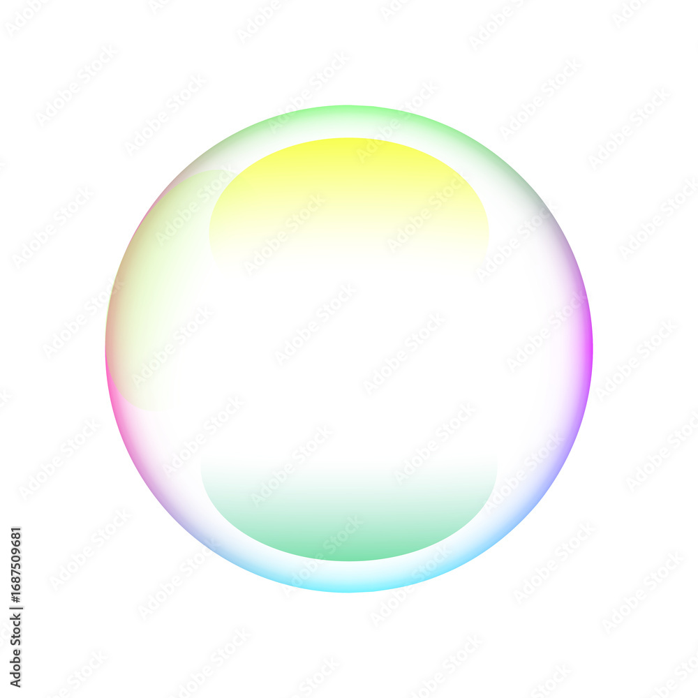 Poster 3d realistic transparent soap water bubbles colorful rainbow reflection bubble glossy shiny floating