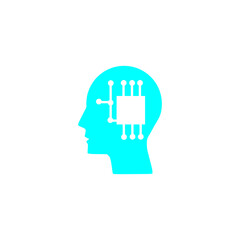 Futuristic Human Profile with Microchip