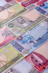 Bahrain paper money, dinar banknotes as currency for exchange or travel. Bahraini money
