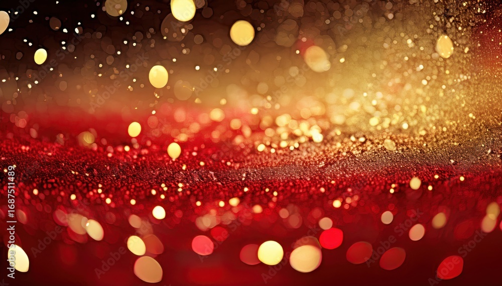 Poster abstract red gold bokeh texture with sparkling lights and glittering particles ideal for backgrounds