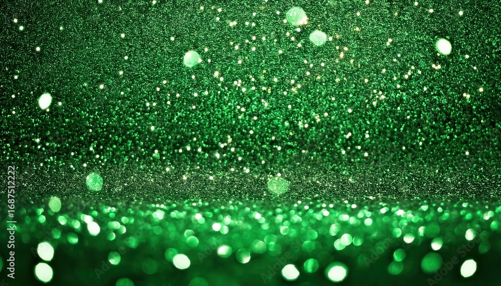 Poster sparkling green glitter texture with bokeh effect for festive backgrounds and creative design elemen
