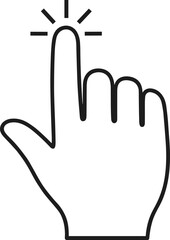 Obraz premium Hand pointing upward icon, index finger click gesture, touchscreen interaction symbol, digital interface pointer, selection or press action, minimal black and white line illustration
