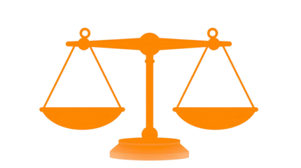 Golden Justice Scale – Stylized Symmetrical Balance Icon with Bold Outline Isolated on Transparent Background