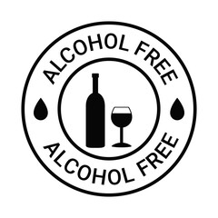 Alcohol Free Icon, Symbol, Vector, Badges Stock Illustration