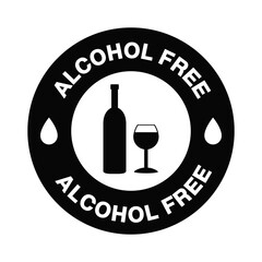 Alcohol Free Icon, Symbol, Vector, Badges Stock Illustration