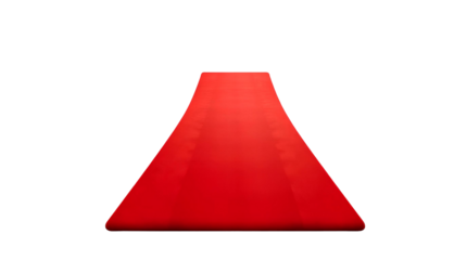 Glossy Red Carpet – Vibrant Luxury Event Decoration Isolated on Transparent Background