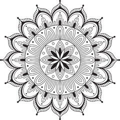 Black and white mandala floral pattern vector