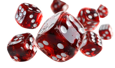 3d dice rolling on transparent background