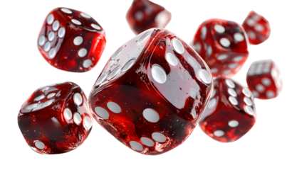 3d dice rolling on transparent background
