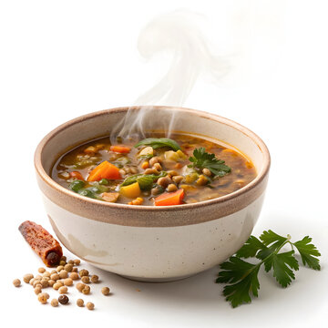 Warm mixed lentil soup served in a ceramic bowl. Nutritious, comforting, and flavorful vegetarian dish