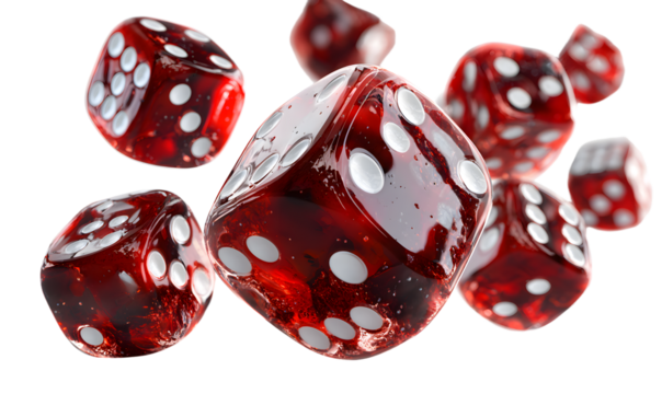 3d dice rolling on transparent background
