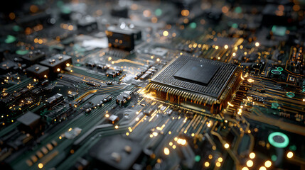 futuristic digital hardware texture ai supercomputer chrome cpu gpu circuit board processor machine detailed abstract electronics system network artificial design and computing power