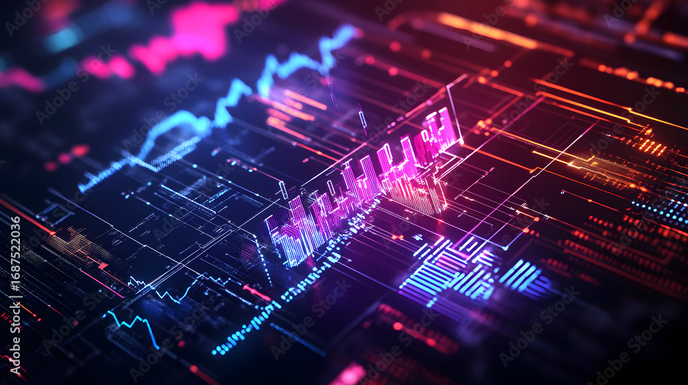 Aufkleber futuristic technology abstract background displaying data analysis and digital trends