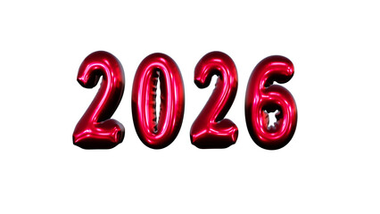 2026 Balloon text isolated on transparent png background