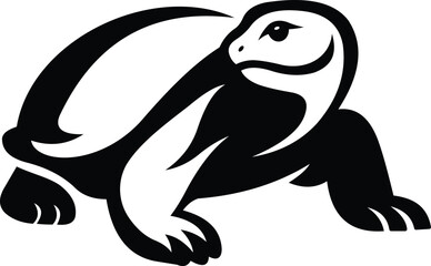 Tortoise with detailed shell silhouette, Stylized black turtle animal design