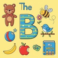 B is for Apple and Airplane Kids' Phonics Illustration - 1