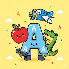 A is for Apple and Airplane Kids' Phonics Illustration - 1