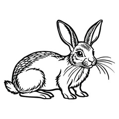 Fototapeta premium Silhouette of bunny with long ears isolated on a white background