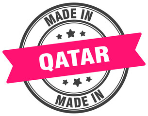 Made in Qatar round sign. Made in Qatar stamp.