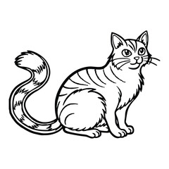 Obraz premium Silhouette of Cat sitting with curled tail isolated on a white background