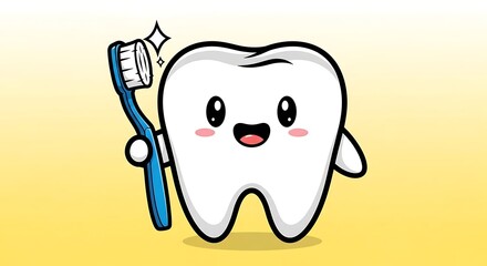 Happy Tooth Brushing Cartoon.