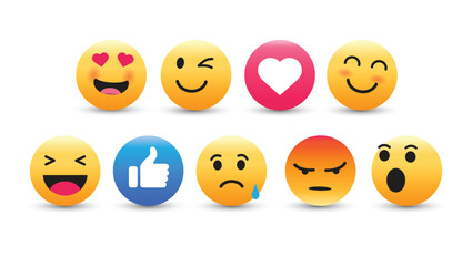 Emojis and emoticons vector set.