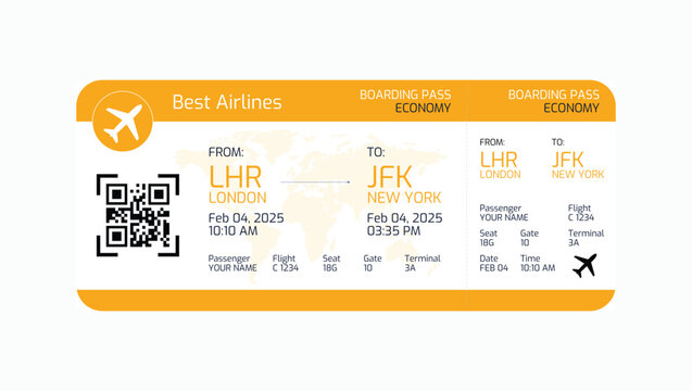 Boarding pass vector illustration. Air plane ticket template