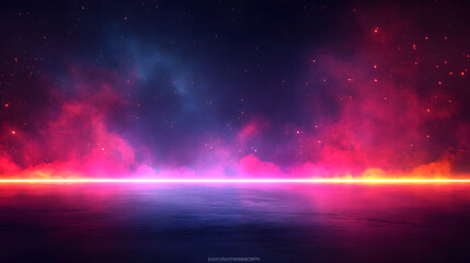 Obraz premium Futuristic Holographic Neon Grid: Vibrant 80s-Style Glow with Shimmering Rainbow Hues and Light Effects