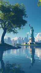 Famous Statue of Liberty symbolizing freedom in New York high resolution picture