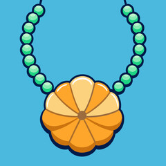 Elegant beaded necklace featuring a vibrant floral pendant, perfect for adding a touch of refined beauty to any design project or advertisement.