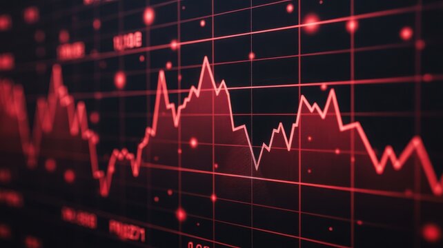 Stock market crash with red line graph showing financial loss and recession