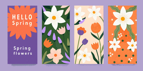 Collection of spring floral illustrations and greetings © Rathin