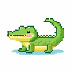 Obraz premium Pixel Art Cartoon Crocodile