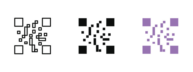 Fototapeta premium QR Code icon in fill colored outline style on a clean white background, representing digital scanning, payments, and quick access to information.