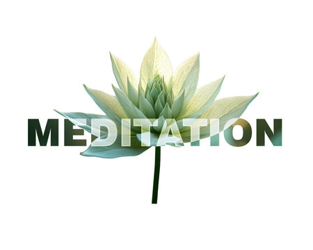 Meditation text effect with lotus flower and spiritual design