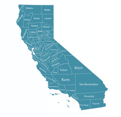 California state map with county names