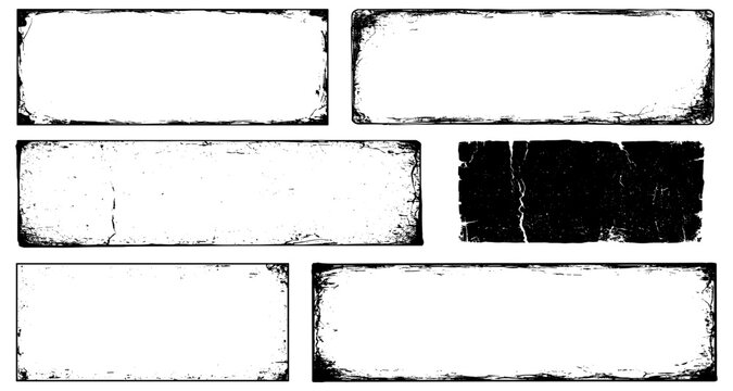 Vintage grunge border set featuring distressed rectangular frames with textured edges