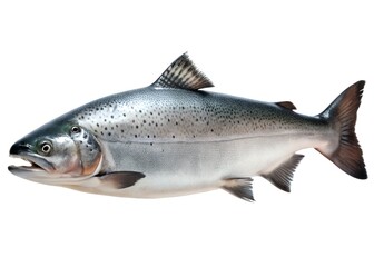 Obraz premium Freshly caught atlantic salmon fish isolated on a clean white background studio shot
