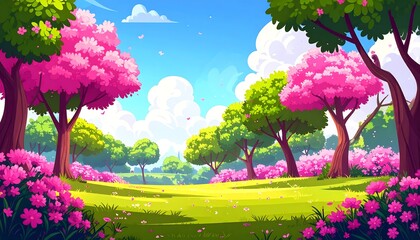 Vibrant Springtime Forest Scene