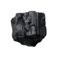 Piece of traditional black charcoal pieces Natural wood charcoal transparent background